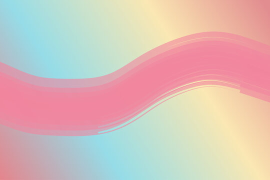 Minimalist abstract background with soft pastel gradient and pink wavy brush stroke