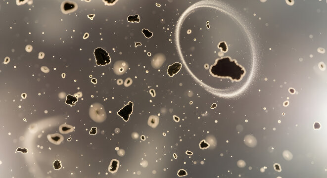 Microscopic view of bacterial cells and spores under a light microscope