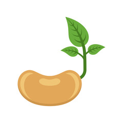 Obraz premium Soy bean with leaf icon in flat style. Soybean vector illustration on isolated background. Natural healthy food sign business concept.