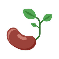 Obraz premium Soy bean with leaf icon in flat style. Soybean vector illustration on isolated background. Natural healthy food sign business concept.