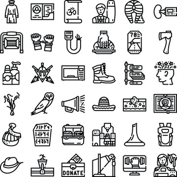 Collection compiling diverse line art icons from a wide range of categories, offering general symbols for modern user interface and graphic design elements