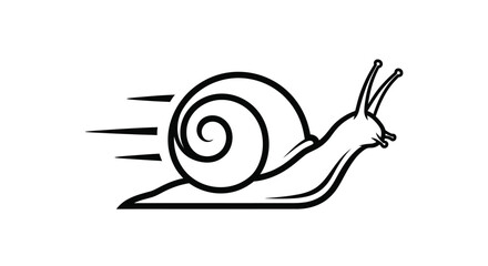 Black and white snail silhouette with speed lines on a white background © Art_Sphere