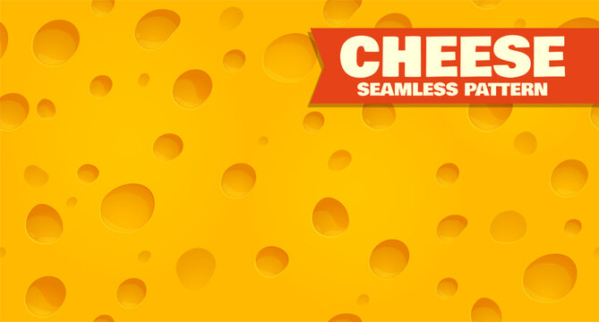 Seamless cheese pattern vector swiss cheese texture repeating dairy background yellow food surface design