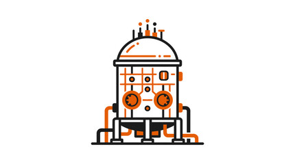 Fototapeta premium Industrial Boiler Machine Icon: Retro Style Factory Equipment