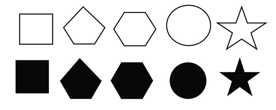 quadrangle, pentagon, hexagon, octagon icon. vector geometry pentagonal, hexagonal, octagonal polygon. five, six, eight sided polygon lines, vector