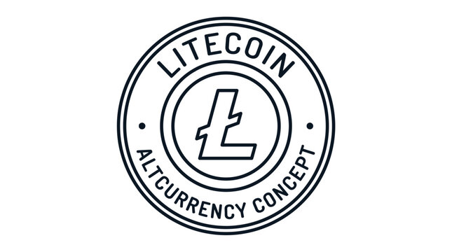 Minimalist circular logo design representing the Litecoin cryptocurrency concept on a white background.