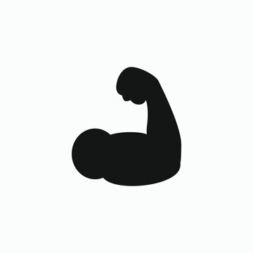 Black silhouette of flexed arm. Strong, muscular, bold visual. Perfect for fitness, strength, or empowerment themes. Simplified, modern, and eye-catching design. Suitable for web, print