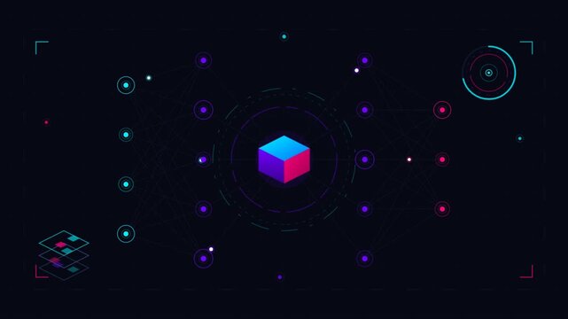 Vibrant Neon Cube Animation in Deep Space.