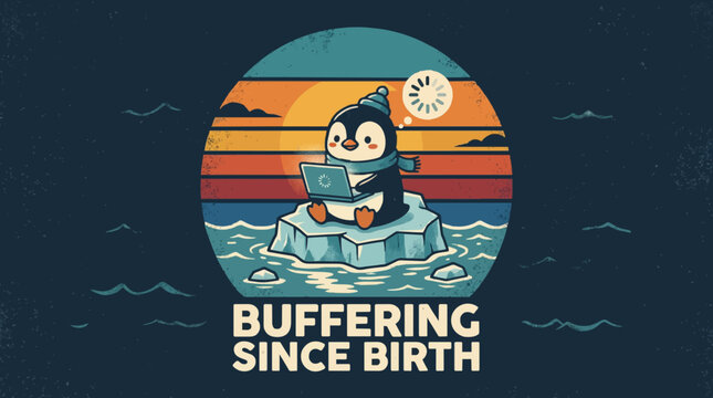 Buffering Since Birth Funny Penguin