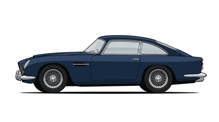 Fototapeta premium Illustration of a classic dark blue sports car.