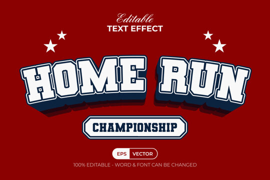 Sport Team Editable Text Effect Curved Varsity 3D Style.