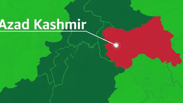 Digital map silhouette of pakistan showing azad kashmir region