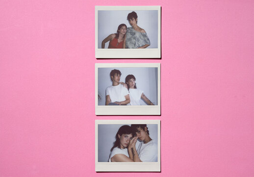 Mockup of three empty polaroids