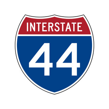 Interstate 44 highway road sign shield with number forty four in red blue and white colors Vector