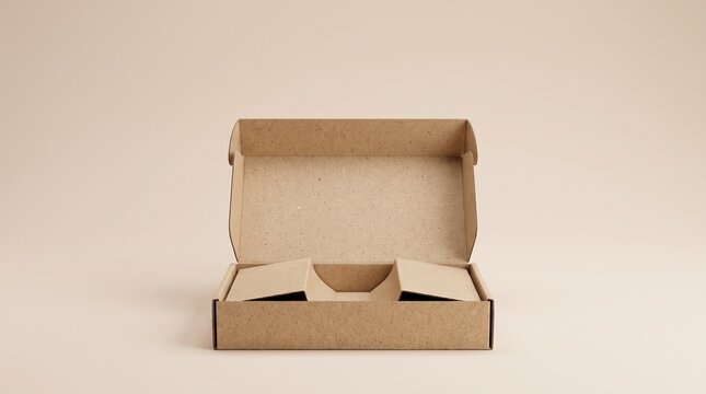 Open sustainable cardboard mailer box with protective inserts