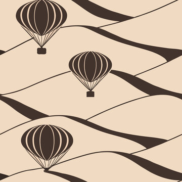 pattern, seamless design, desert, dunes, hills, sand, palm trees, bushes, rapids, waves, clouds, cyclicality, multi-structure, constructiveness, graphic repetition, singularity, geometric repetition, 