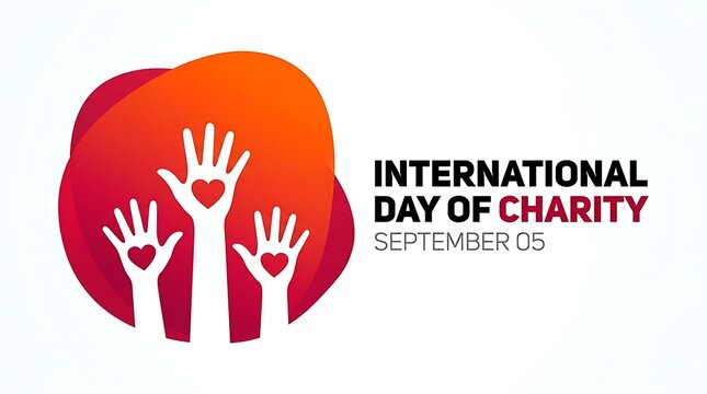 International day of charity illustration hands with hearts vibrant gradient background