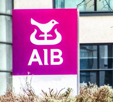 close up photo of an AIB sign at building..Allied Irish Bank