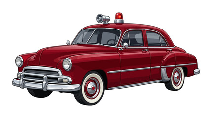 Vintage red police car with siren light © Queen