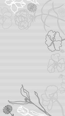 Obraz premium Gray floral mobile wallpaper with subtle stripes and line art flowers vector