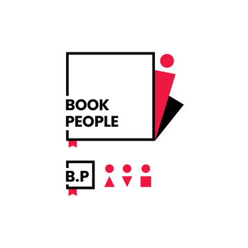 Minimalist corporate logo, people and books