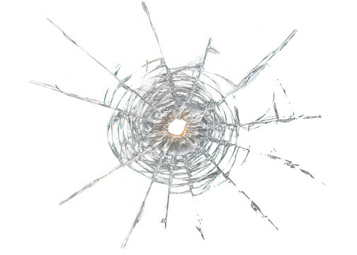 Broken glass crack overlay PNG with transparent background, realistic shattered glass impact effect isolated for screen damage, design composition or graphic resource.