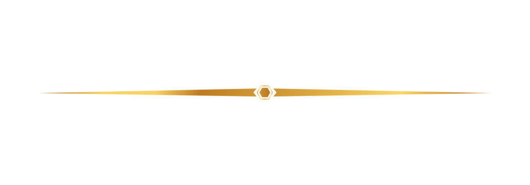 Gold Minimalist Line Divider with Center Accent Elegant Tapered Golden Page Separator, Luxury Decorative Horizontal Line Vector