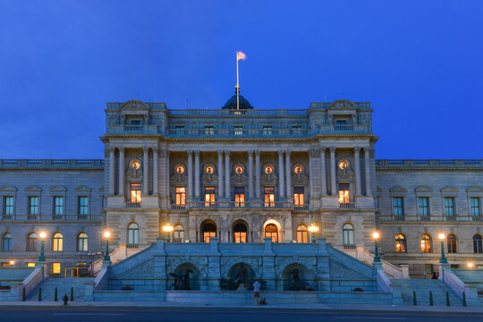 Library of Congress building at night - Washington D.C. United States of America