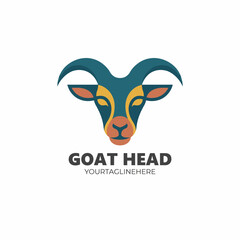 Fototapeta premium This striking logo features a stylized goat head with prominent horns, embodying strength and uniqueness, perfect for brands looking to convey creativity and originality.