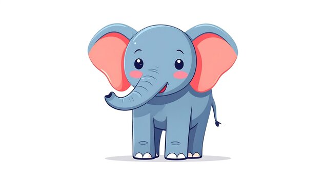 Cute cartoon elephant character standing upright.