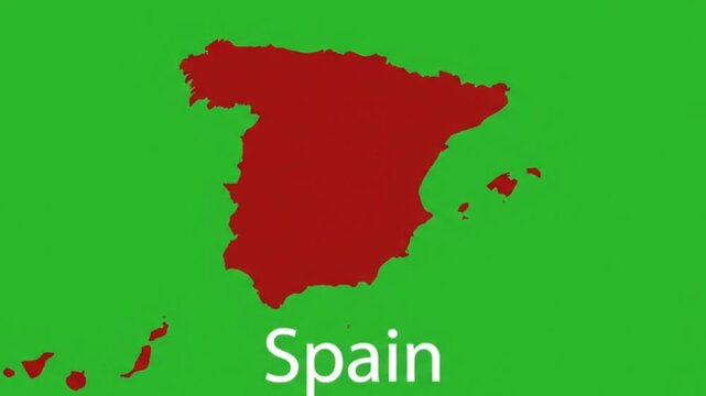 Graphic map outline of spain isolated on a solid green background