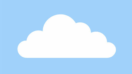 Fototapeta premium Fluffy white cloud vector illustration on pale blue sky background, soft rounded minimal weather icon for nursery decor, apps, forecast graphics, playful branding and clean design templates