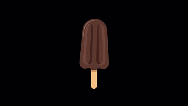 Animated Chocolate Popsicle Flat Vector Illustration on Alpha Channel