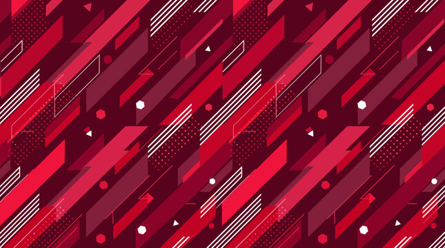 Dynamic red geometric pattern with diagonal lines and shapes