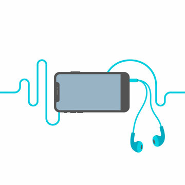 This image features a smartphone connected to earbuds, symbolizing music and connectivity, highlighted by the sound wave graphic for an engaging feel.