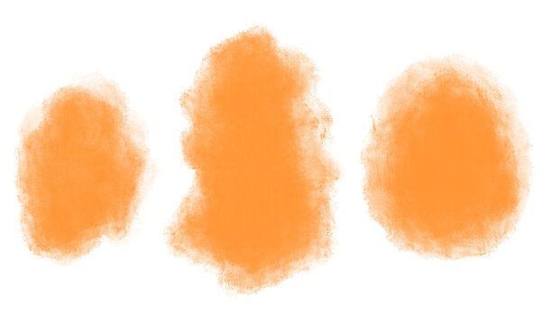 Abstract Orange Watercolor Brush Strokes and Paint Smudge Set
