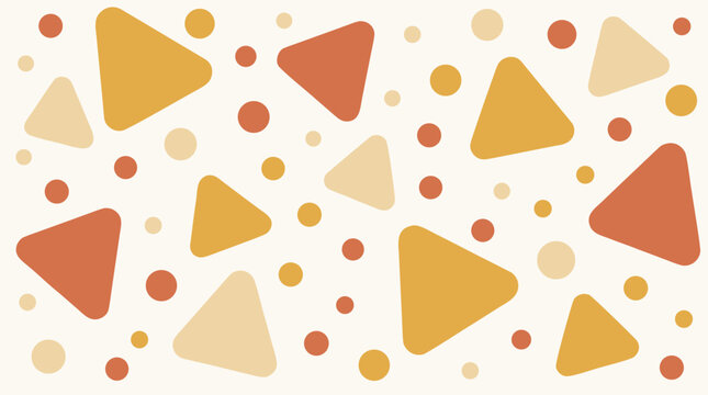 Warm retro Memphis pattern of rounded triangles and dots in mustard, terracotta and cream, playful modern geometric vector background for textiles, packaging, decor, stationery and branding