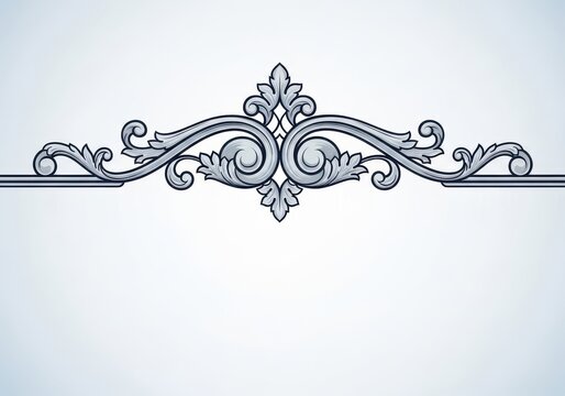 Ornate abstract scrollwork design element for document header decoration. Elegant vintage border flourish emphasizing curved lines and classical symmetry, elegant, chapter, abstract