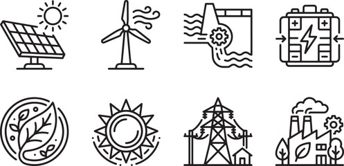 Fototapeta premium Renewable energy sources and sustainable power generation. Eco-friendly technology and green energy solutions for a cleaner future.