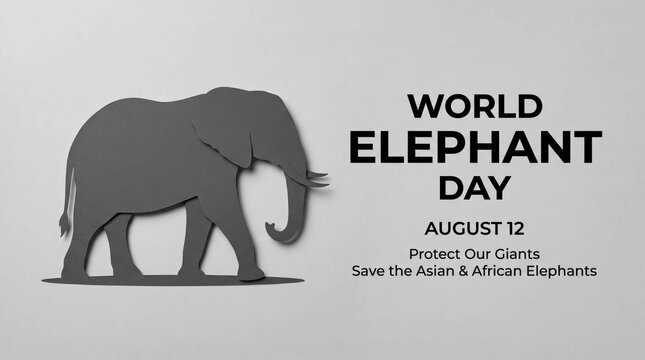 World elephant day poster with elephants walking and text