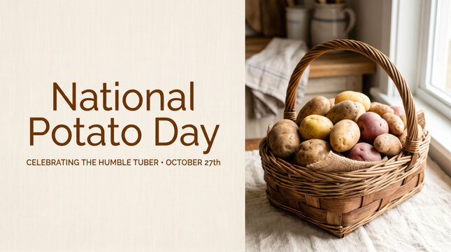 Basket of colorful potatoes for national potato day celebration