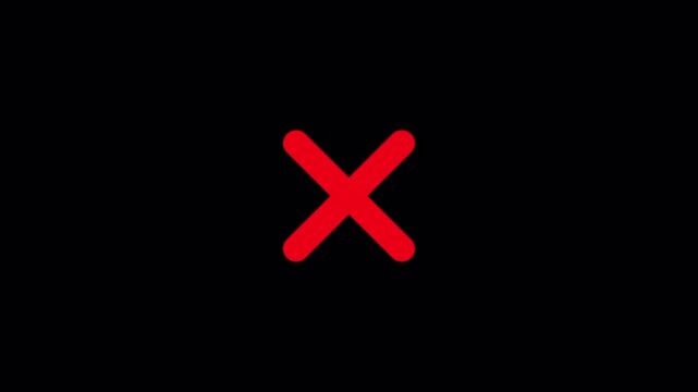  Red Cross Representing Error or Cancel Animation on Alpha Channel