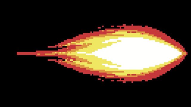 Pixel Art Jet Engine Flame Animation, Retro Rocket Thruster Fire Exhaust VFX Asset