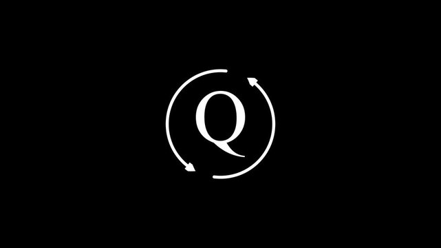 Minimalist black background with white q symbol modern concept minimalist white q symbol