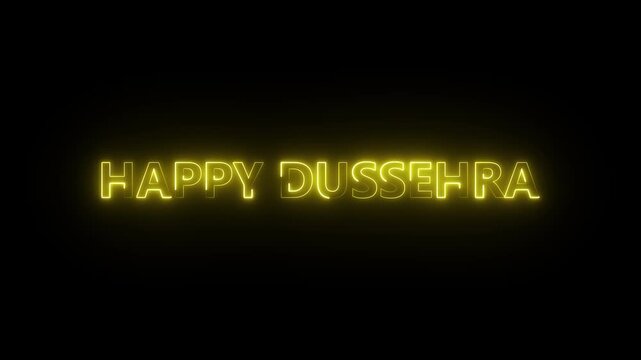 Happy dussehra festival celebration neon sign text animation navratri celebration