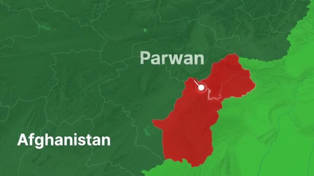 Map of parwan province in afghanistan close-up digital graphic