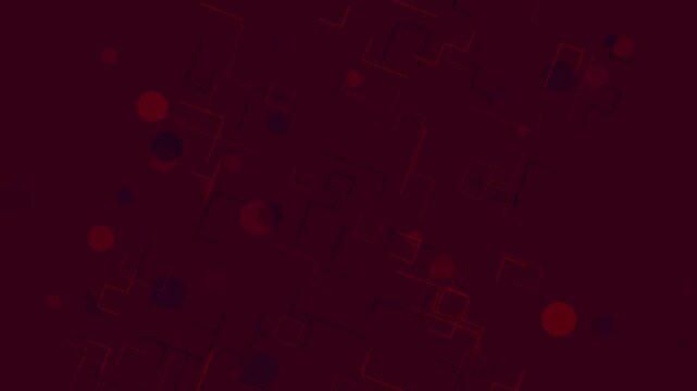 Dark red digital network with interconnected geometric lines and floating circles for modern technology communication themes