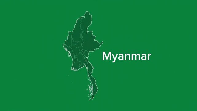 Map of myanmar with sagaing region highlighted a green graphic