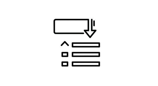 Dropdown Menu Icon with List and Arrows, User Interface Element