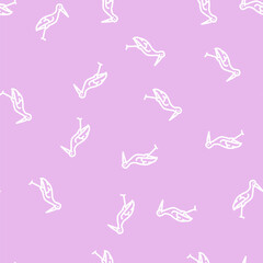 Obraz premium stork bird line seamless pattern stork bird thin line illustration
